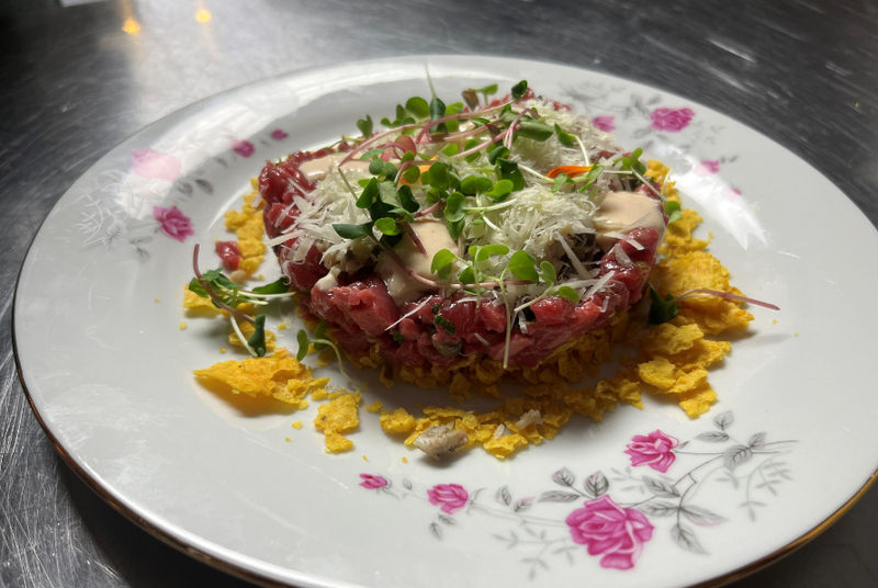 Tartare de boeuf à l'huile de caméline