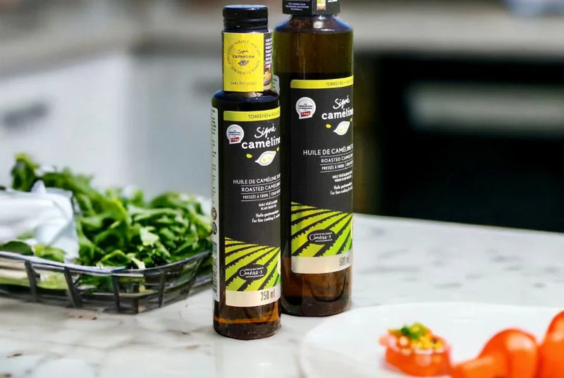 Entrée de tomates et bocconcinis à la caméline torréfiée