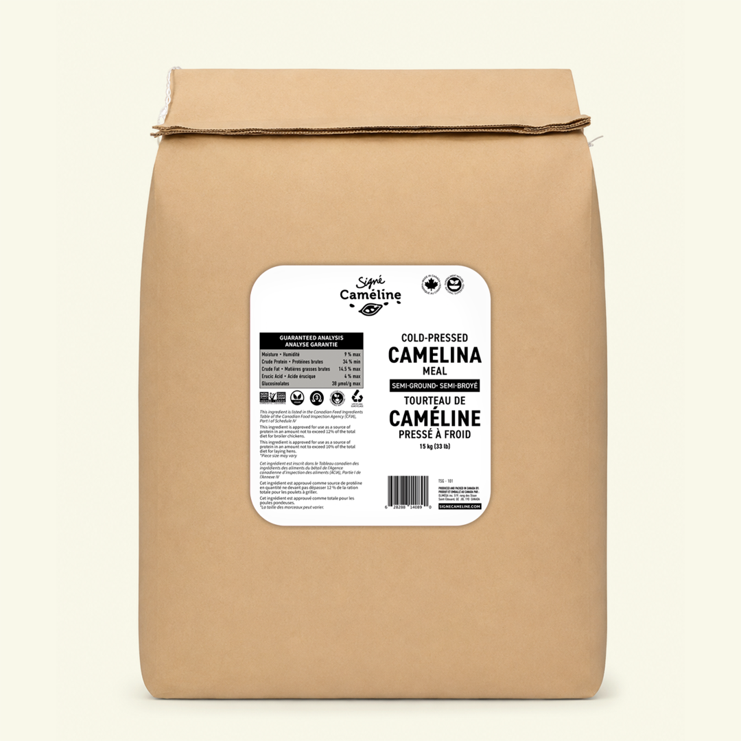 Tourteau de caméline pressé à froid 15kg : ingrédient protéique durable pour aliments pour bétail