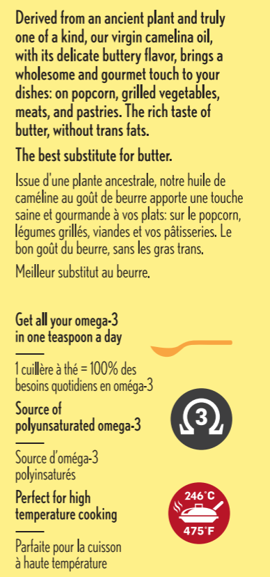 Huile de caméline au goût de beurre