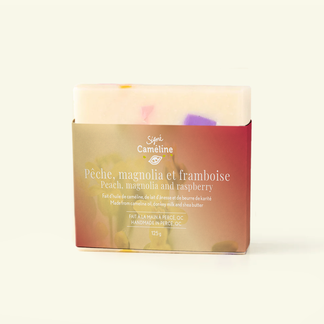 Savons fait d’huile de caméline - Pêche, magnolia et framboise