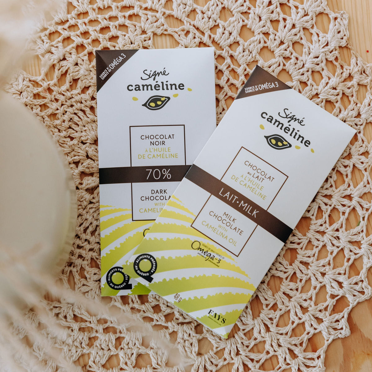 Camelina milk chocolate with camelina oil